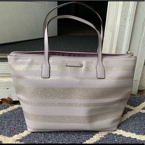 Grey with silver glitter stripes Kate Spade bag